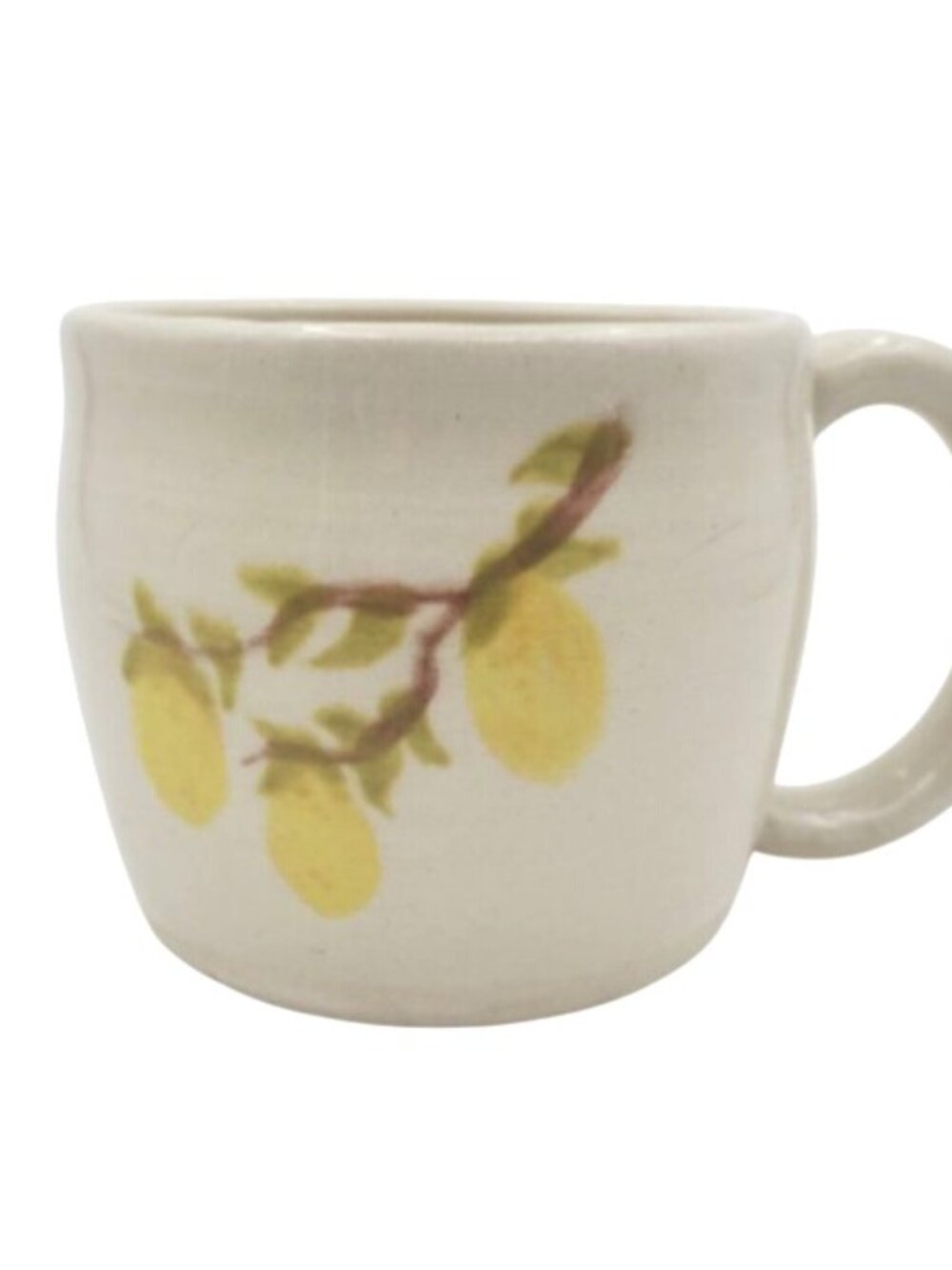 Vintage Hand-Made Hand-Painted Ceramic Mug With Lemon Branch Design